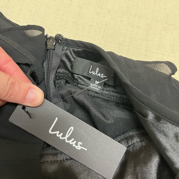 NWT Lulus M black ruffled side slit maxi dress - Picture 8 of 15